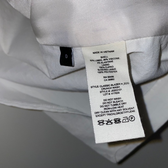 THEORY Classic Blazer Eco White Crunch Wash Size 0 NWT - Picture 8 of 10